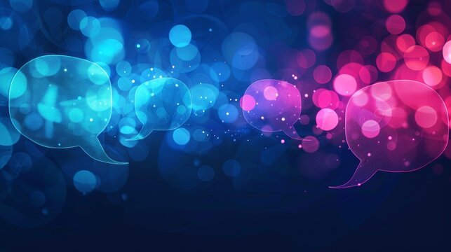 Abstract digital background. Abstract glowing message bubbles. Social media or online communication concept. Digital communication bubbles. social network and global connection. Copy space area