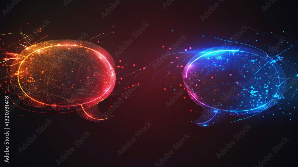 Poster abstract digital background. abstract glowing message bubbles. social media or online communication 