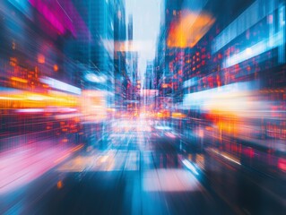 Obraz premium Abstract Urban Nightscape with Vibrant Light Streaks and Motion Blur