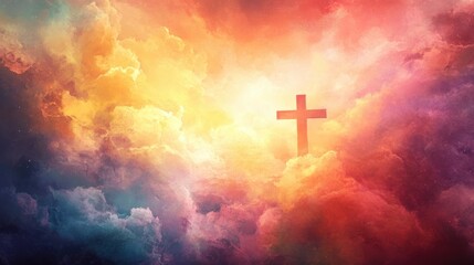 Christian faith visualized with ethereal colors, sunrise beauty, and soft glowing tones