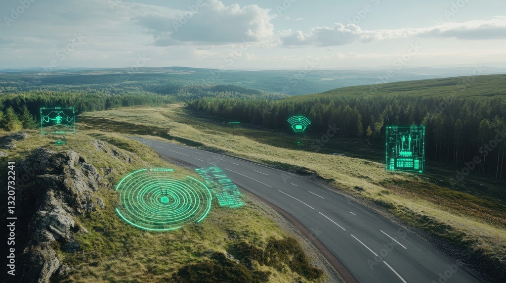 Poster a digital visualization of iot-powered environmental monitoring sensors tracking air quality