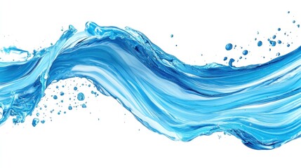 Fototapeta premium Dynamic blue water wave splash, isolated on white background