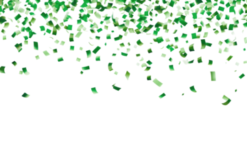 green confetti on transparent background
