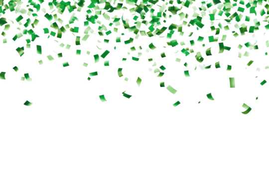 green confetti on transparent background