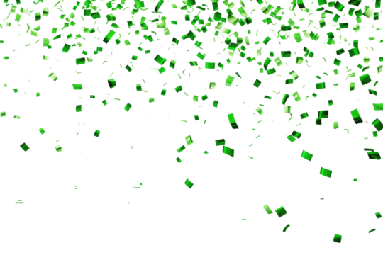 green confetti on transparent background - Powered by Adobe