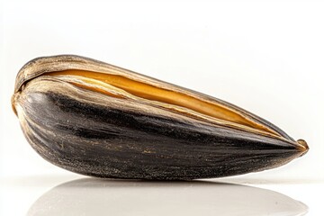Striking close up of a sunflower seed revealing intricate textures and natural patterns within its shell