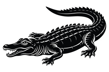 Naklejka premium Alligator vector silhouette illustration black color