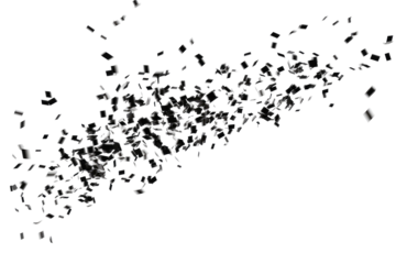 black confetti on transparent background