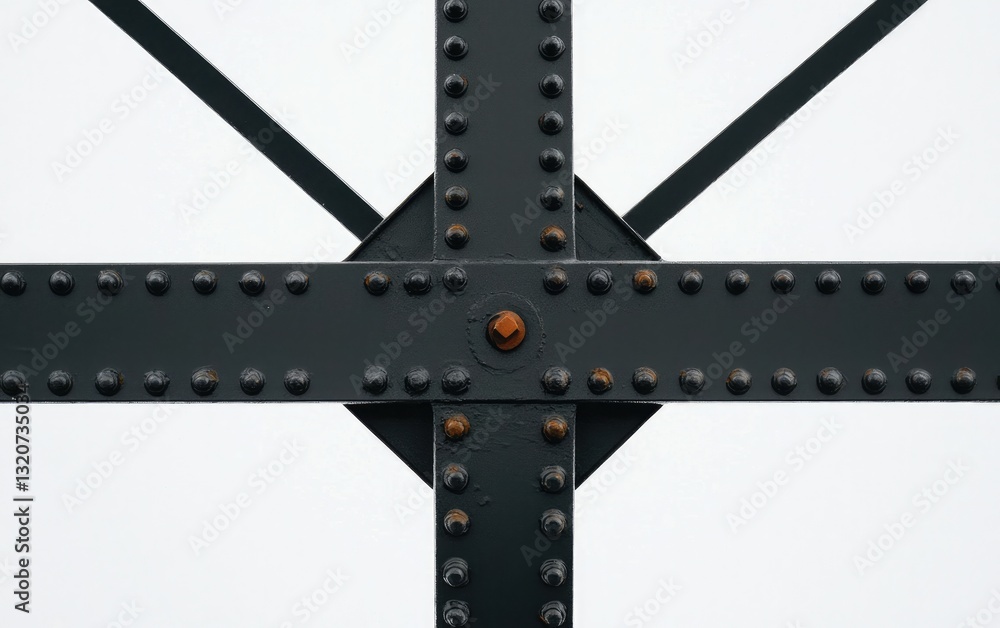 Poster dark gray metal structure with rivets and intersecting beams