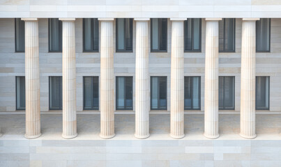Fototapeta premium Elegant columns of a modern building with refined architectural lines and clean design