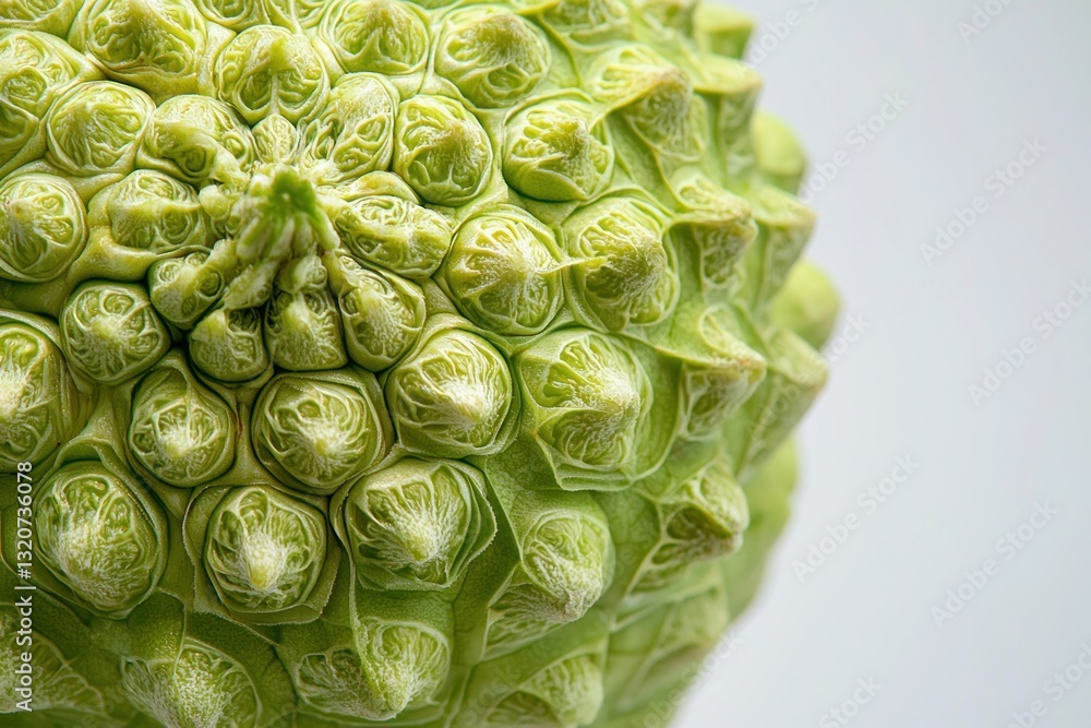 Poster Close View of Green Romanesco Broccoli with Unusual Fractal Pattern and Light Background
