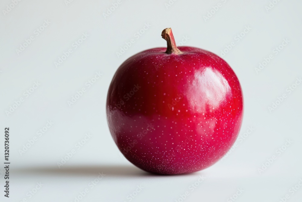 Poster vibrant red apple on bright white backdrop with natural shadow play food photography capturing studi