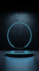 holographic 3D podium, futuristic technology, neon and iridescent colors, cyberpunk-inspired, glowing accents, floating platform, high-tech aesthetics, ultra-HD rendering, sleek and modern, visually