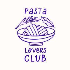 Print for clothing, menu design or logo "Pasta Lovers Club".