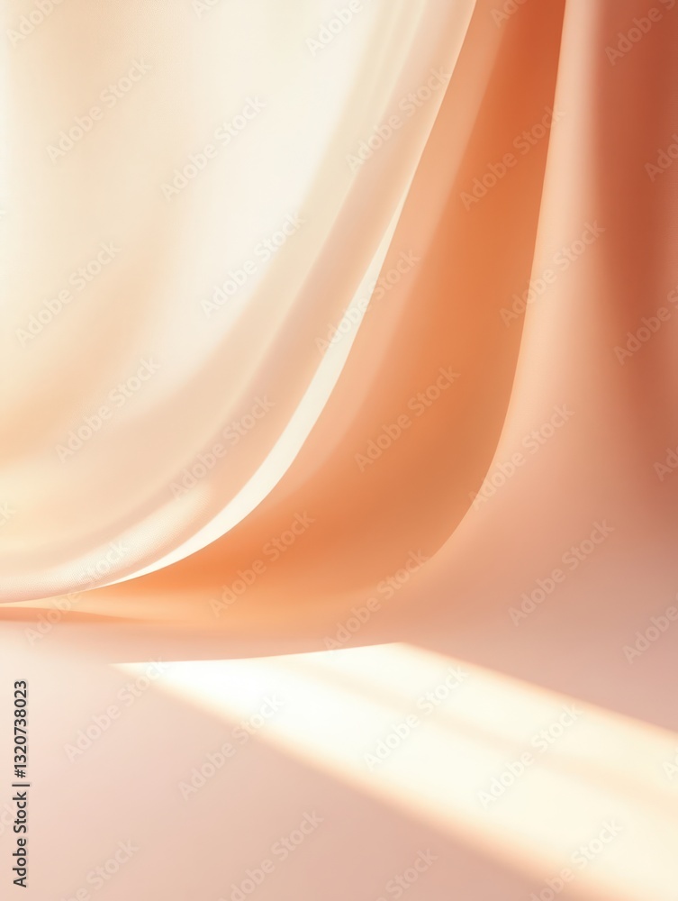Poster light peach silk fabric cascading gracefully a delicate backdrop abstract softness texture and elega