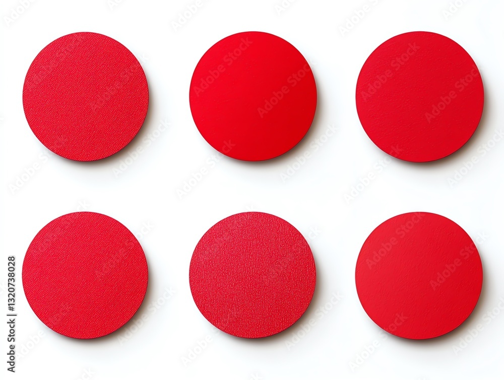 Aufkleber six red circles in a pattern on white background overhead view