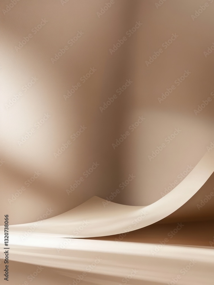 Poster Abstract brown paper art design with gentle folds delicate shadows and gradient background in minimalist style