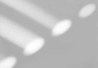 White wall with shadow of window shutters overlay effect. Sunlight effect shadow on the wall. Minimal blurred backdrop backgrounds. Summer tropical surface background.