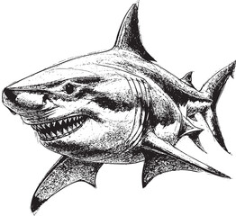 black and white shark sketch