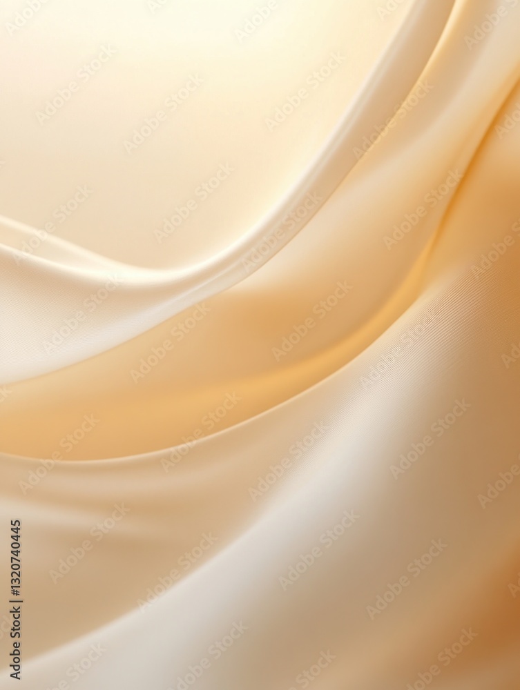 Poster smooth beige fabric flowing elegantly in waves creating a luxurious textile background with a soft g