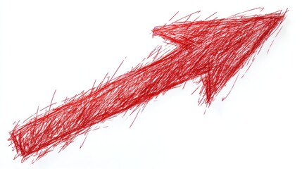 Red upward arrow sketched on white background