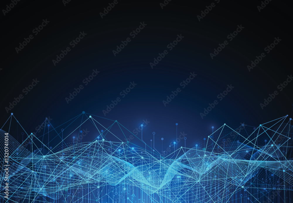 Poster abstract technology wave circuit board background. artificial intelligence electronic design. commun