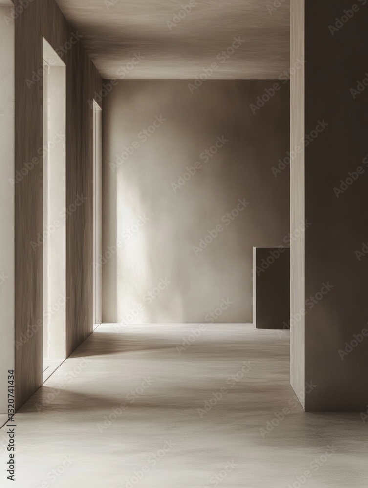 Poster minimalist modern interior space with natural light and neutral color palette for architectural desi