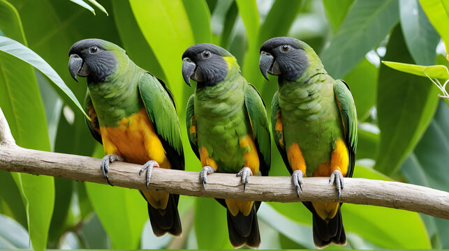 Black-Headed Parrot, pionites melanocephala, Adults eating
