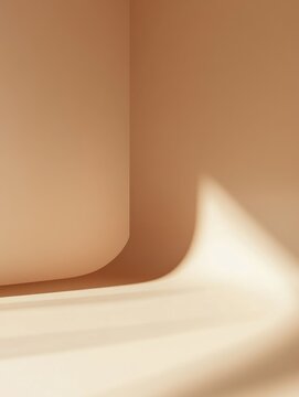 Creamy studio background showcasing subtle beige tones and a curved floor casting long shadows