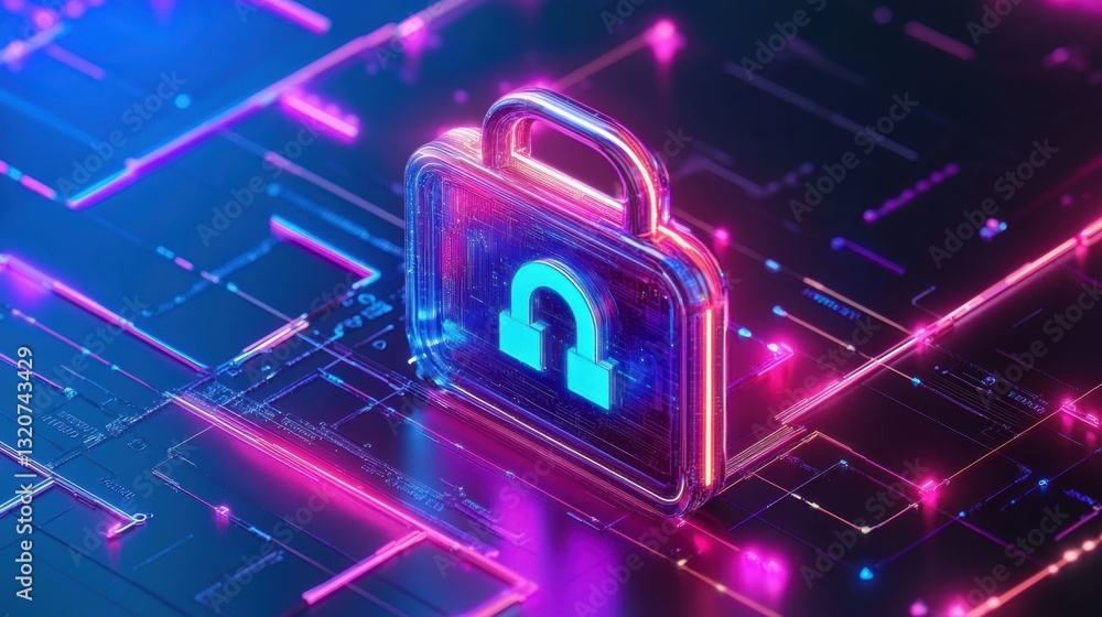 Poster a high-tech cloud security system preventing cyber threats with encrypted firewalls