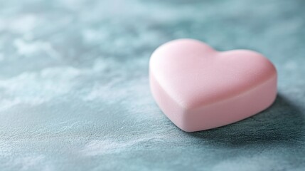 Obraz premium A pale pink heart-shaped object rests on a teal surface