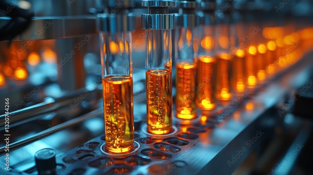 Leinwandbilder colorful samples are arranged on a conveyor belt in a petrochemical facility. the automated system i