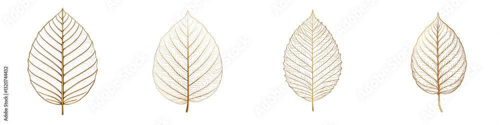 Poster elegant golden leaves overlapping in a graceful botanical pattern creating a minimalist natural and 