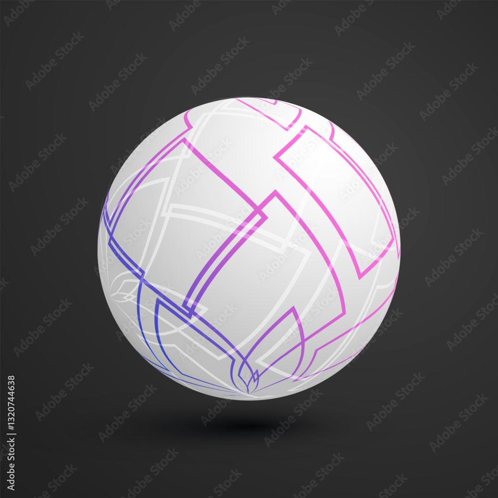Poster abstract grey translucent patterned globe design with intersecting pink and blue gradient squares, g