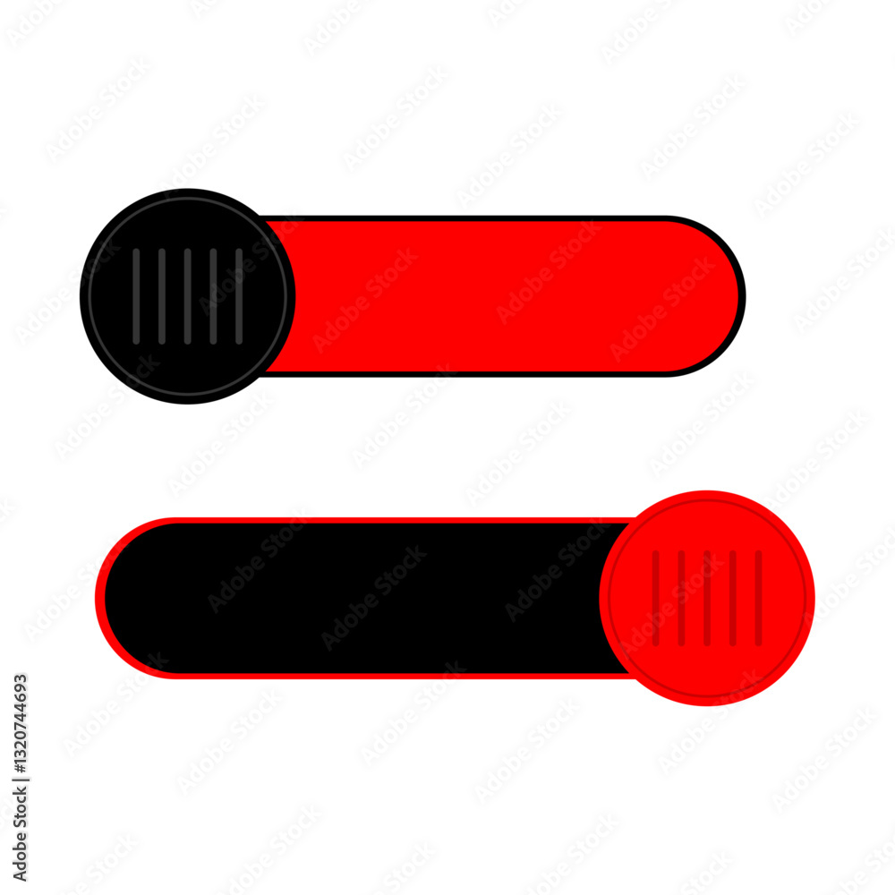 Aufkleber turn on and off mode switch. green and red interface switch button concept. vector ui element icon.