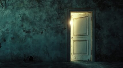 Dim room, open door, light