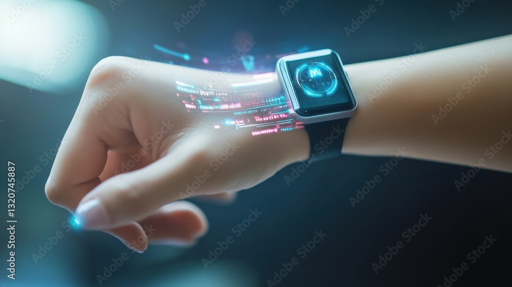 Aufkleber a high-tech wearable device tracking real-time biometric data and displaying ai-driven insights