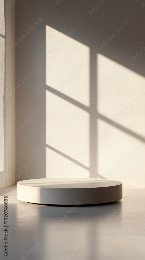 Aufkleber abstract minimalist display stand for product presentation with neutral tone and light shadow effect