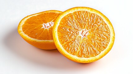Fototapeta premium Freshly cut orange halves showcasing vibrant color and texture.