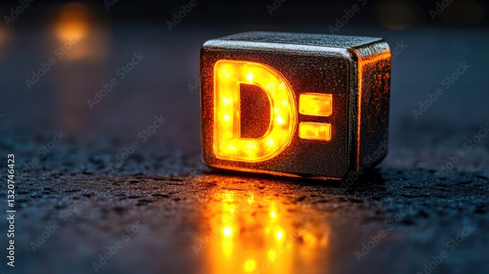 Poster a close-up shot of a light source on a table, suitable for various uses such as product photography 