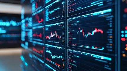 Obraz premium Stock Market Data, Financial Charts, Trading - Cyberpunk aesthetics