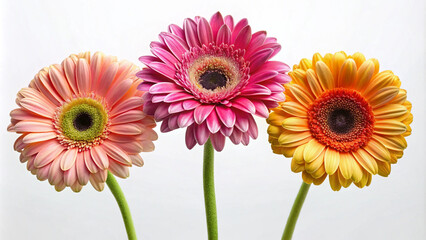 three gerbera daisies