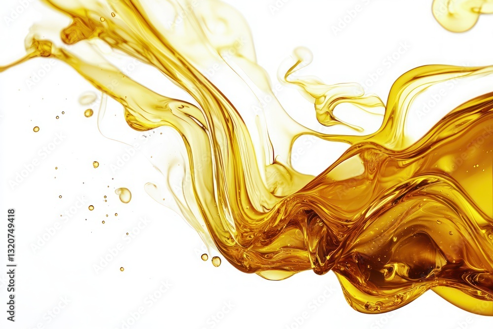 Aufkleber elegant flowing of liquid gold wave on a clean white background creating a visually appealing abstra