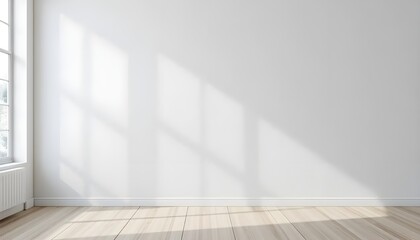 Fototapeta premium Simple White Room Interior with Plain Wall for Versatile Background Use