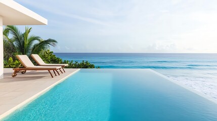 Fototapeta premium Infinity Pool Oceanfront Luxury Villa - Minimalist design