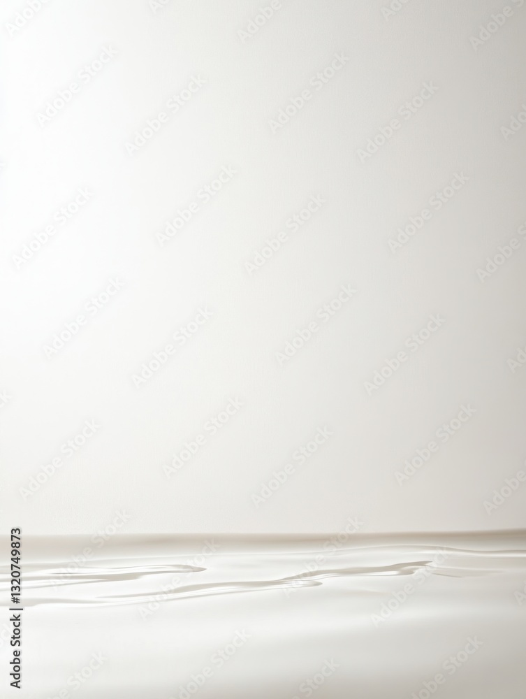 Poster clear rippled water spreading on a soft white surface with gentle shadows and smooth texture
