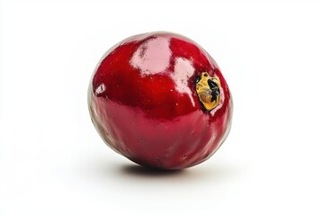 Fototapeta premium Studio shot of ripe single pomegranate showing dark red peel isolated against a white background