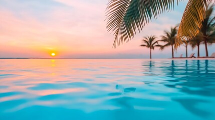 Obraz premium Serene Sunset Poolside Paradise - Tranquility