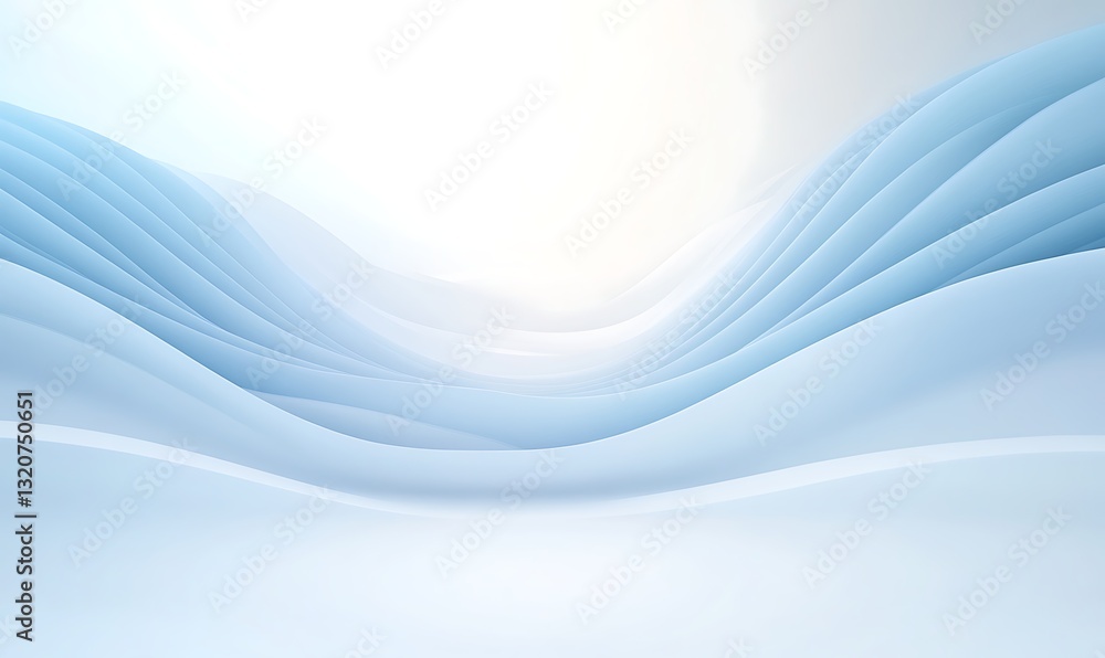Poster Soft blue waves create a serene atmosphere with light flowing through, evoking calmness and tranquility.