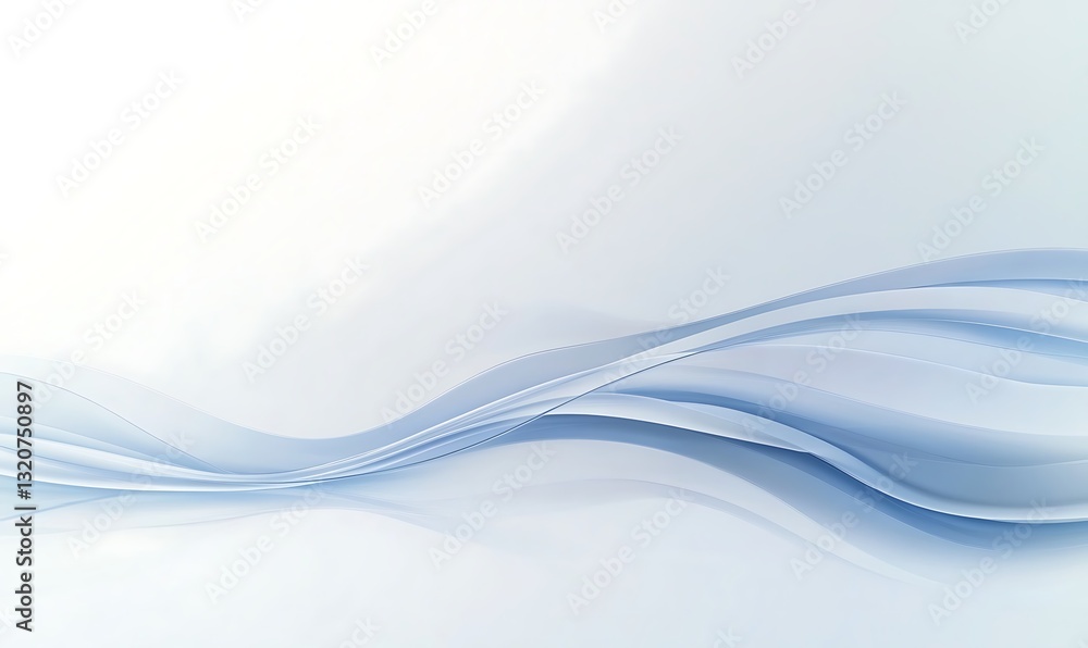 Poster Abstract soft blue wave pattern with a gentle flow on a light background.